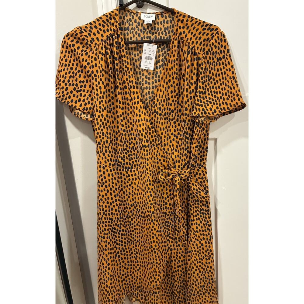 NWT J Crew Women Gold Size 10 Animal Print Short Sleeve Drapey Twill Wrap